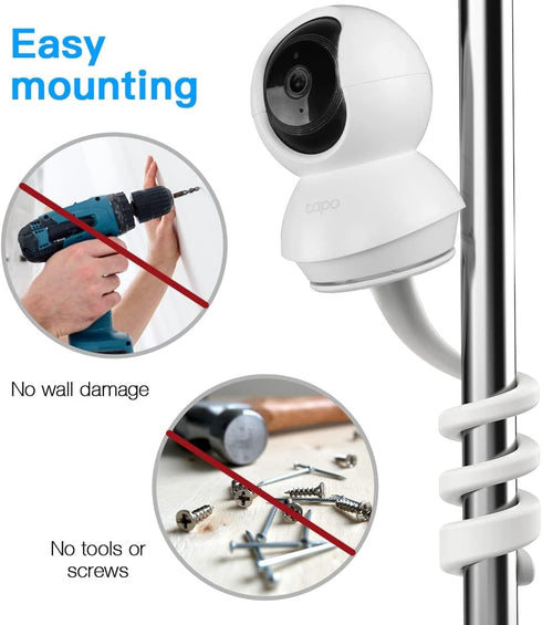 Flexible Baby Monitor Mount for TP-Link Tapo C200/C210/C220/C225, Kasa Security Camera EC70/EC71/KC410S, Easy to Install, Without Tools or Wall Da...
