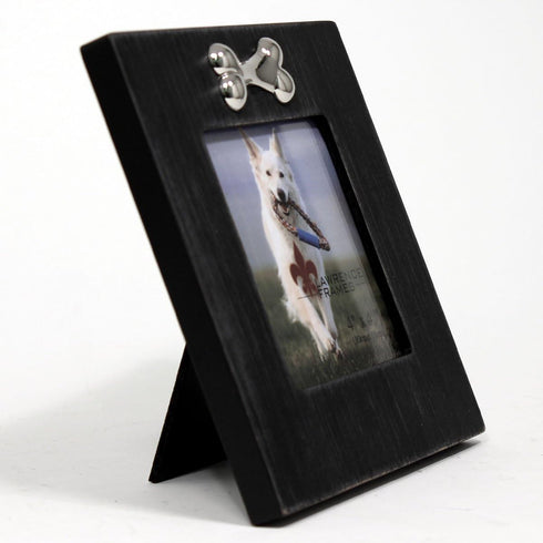 Lawrence Frames Wash Dog Frame with Bone Ornament, 4 by 4-Inch, Black...