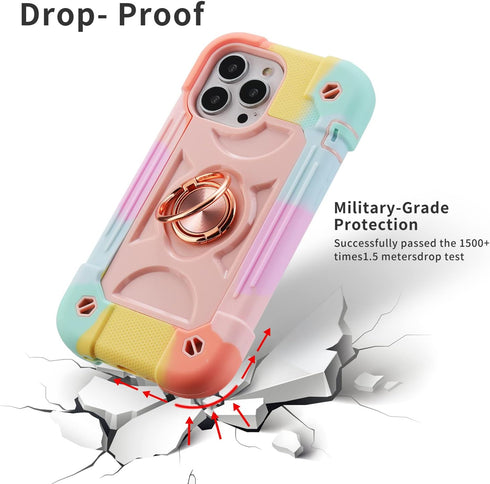 MARKILL Compatible with iPhone 13 Pro Max Case 6.7 Inch with Ring Stand, Heavy-Duty Military Grade Shockproof Phone Cover with Magnetic Car Mount ...
