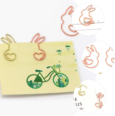 20pcs Animal Paper Clips Rabbit Creative Paper Clips Special-shaped Golden Whirly Needle Cute Colorful Clip 20pcs/pack Fixing Paper Clamp Papercli...