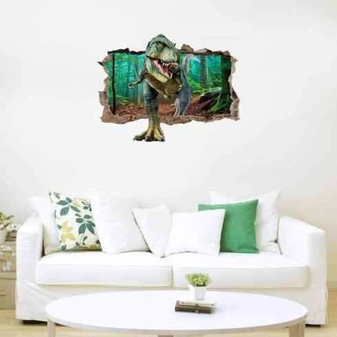 Supzone Dinosaur Wall Stickers Broken 3D Decorative Wall Decals Removable Boys Bedroom Baby Nursery Childrens Wall Decor...