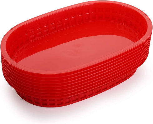 Cedilis 40 Pack Fast Food Baskets, 10.5 x 7 Inch Plastic Baskets, Food Service Tray for Hot Dogs, Burgers, Sandwiches, Fries, Barbecues, Picnics, ...