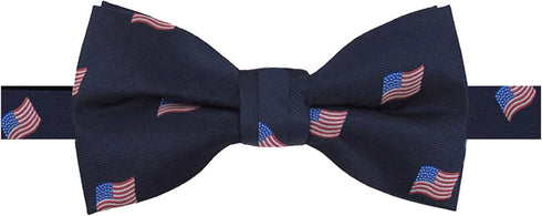 Jacob Alexander Men's Woven American Flags USA Navy Bow Tie Pre-Tied Banded Adjustable...