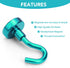E BAVITE Strong Magnetic Hooks Heavy Duty, 22Lbs Rare Earth Magnets for Refrigerator, Home, Kitchen, Office, Cruise – 10 Pack(Green)...
