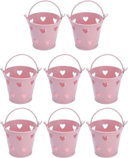 Tinplate Metal Bucket with Handle, Tinplate Bucket, 12pcs Mini Hollow Love Candy and Snack Storage Tin Bucket, Metal Gardening Crafts, Home Decora...