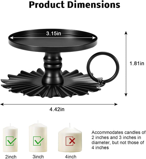 Black Iron Plate Candle Holder,set of 2 Candle Pedestal for Pillar Candles,3.15in pillar candle holders (Black)...