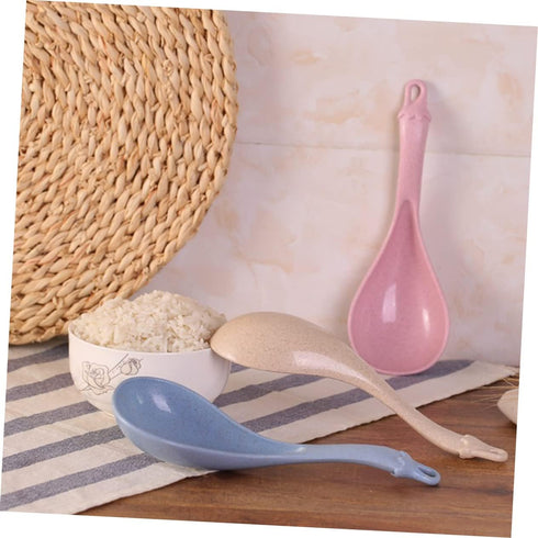 4pcs Wheat Straw Soup Spoon Japanese Ramen Chinese Spoons Japanese Spoon Rice Spoon Kitchen Cooking Cutlery Unbreakable Spoon Soup Spoons Porridge...