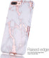 BAISRKE Shiny Rose Gold White Marble Design Clear Bumper Matte TPU Soft Rubber Silicone Cover Phone Case Compatible with iPhone 7 Plus iPhone 8 Pl...