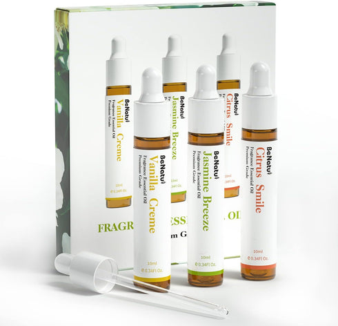Benatu Fragrance Essential Oils Set for Diffuser (Vanilla, Citrus, Jasmine Scents), Premium Natural Home Perfume Gift for Aromatherapy, Candle, So...