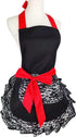 Black Lace Flirty Apron with Pocket, Fun Retro Sexy Cooking Pinup Aprons for Women Girls...