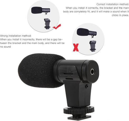 Camera Microphone, Universal 3.5mm Mobile Phone Camera Mini Microphone,Camcorder Camera Video Mic,for Live Conference Video Vlog...