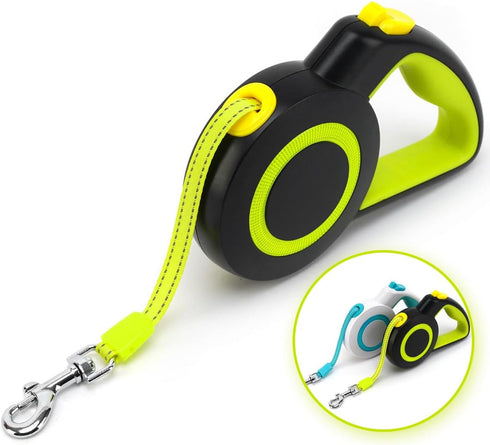 16Ft Retractable Dog Leash Lightweight Leash for Small Medium Dogs/Cats Up to 44lbs,One-Handed Brake,Stainless Steel Spring,Featuring Reflective.(...