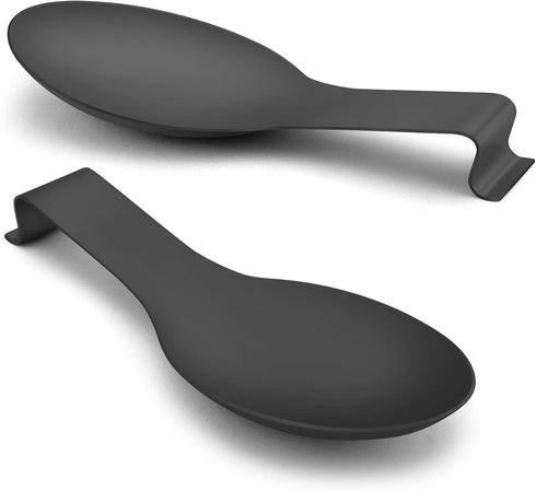 LIANYU Stainless Steel Black Spoon Rest Set of 2, Spatula Ladle Spoon Utensil Holder for Kitchen Counter Stove Top, Dishwasher Safe...