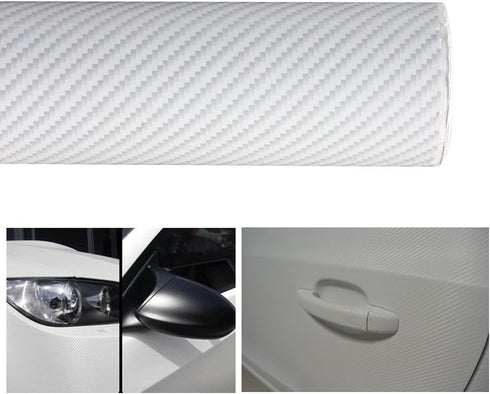 DIYAH 3D White Carbon Fiber Film Twill Weave Vinyl Sheet Roll Wrap DIY Decals 12" X 60" (1FT X 5FT)...