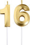 16th Birthday Candles,Gold Number 16 Cake Topper for Birthday Decorations Party Decoration...