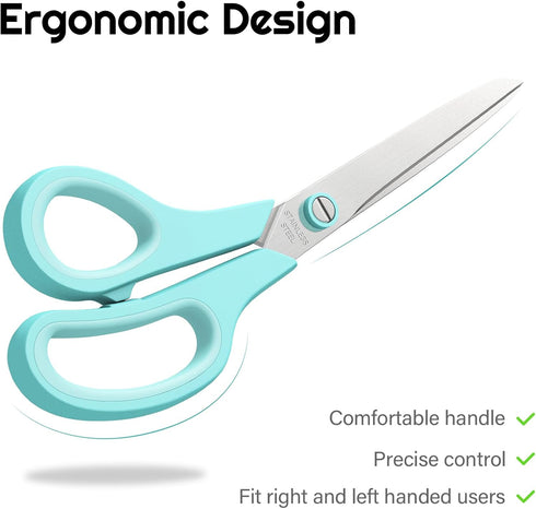 Scissors 6-Pack, 8'' Multipurpose Scissor with Ultra Sharp Blades, Easy Grip Handles, Stainless Steel Scissor for Office Supplies Craft Home, High...