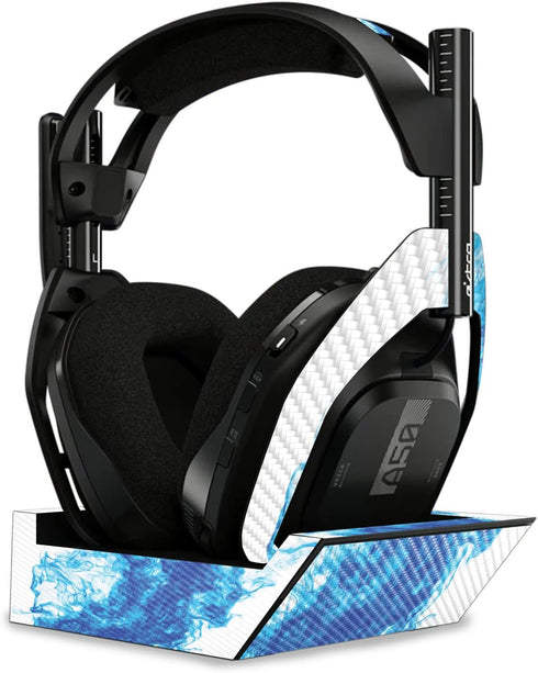 MightySkins Carbon Fiber Skin Compatible with Astro A50 Wireless Headphones + Base Station (Gen 4) - Vibrant Smoke | Protective, Durable Textured ...