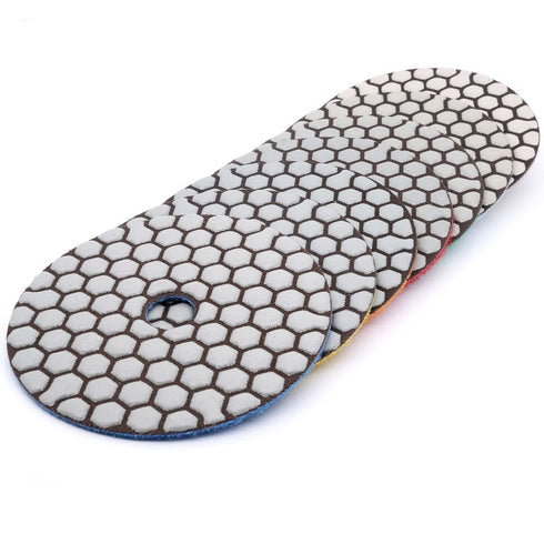 Dry Diamond Polishing Pads 4 Inch with Hook and Loop Backer Pad 5/8"-11 for Granite Concrete Marble Floor Drill Grinder Polisher...