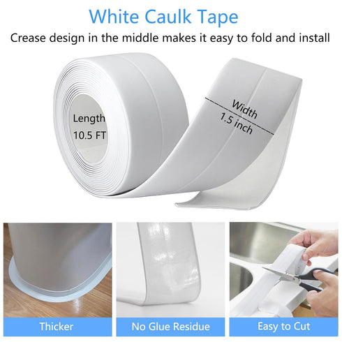 Caulk Tape Bath & Kitchen Caulking Tape Self Adhesive Waterproof, Toilet Caulk Sealant Tape, Bathtub Caulk Sealing Strip Tape for Bathroom Caulkin...
