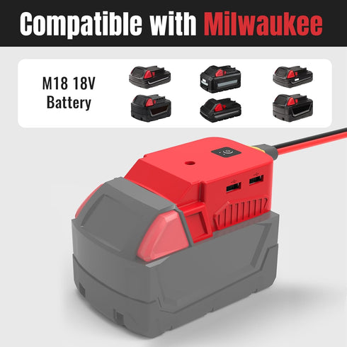 Power Wheels Battery Adapter with USB Ports & XT60 Port, Fit for Milwaukee 18v Battery, Power Adapter for Mobile Devices, Electric Vehicles, DIY P...