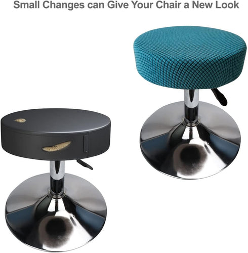 Round Stool Cover 12-16 Inch Round Bar Stool Covers, Luxurious Fabric Stretchable, Washable Dustproof Soft and Durable (2Pcs Peacock Blue)...