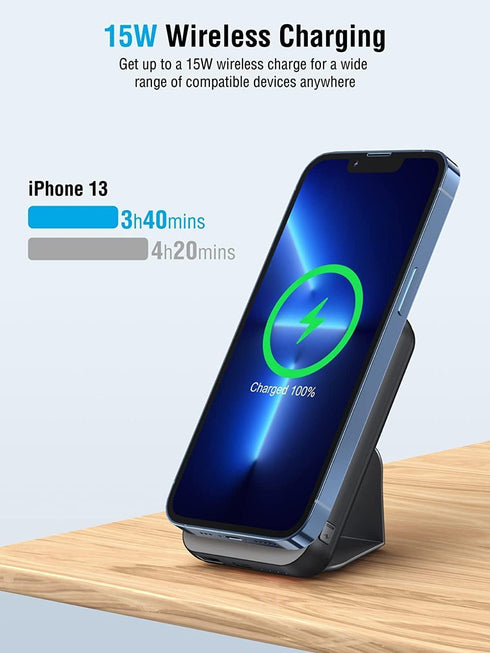 QiSa Portable Charger, PD 30W Fast Charger Foldable Wireless Power Bank with USB-C Port, Mag-Safe Battery Pack Only for iPhone 15/14/13/12 Series ...