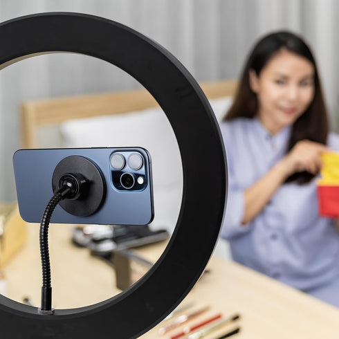 Super Magnetic Phone Holder for Ring Light and Tripod Stand with 1/4'' and Hot Shoe Adapter, Flexible Cell Phone Tripod Mount Adapter for MagSafe ...