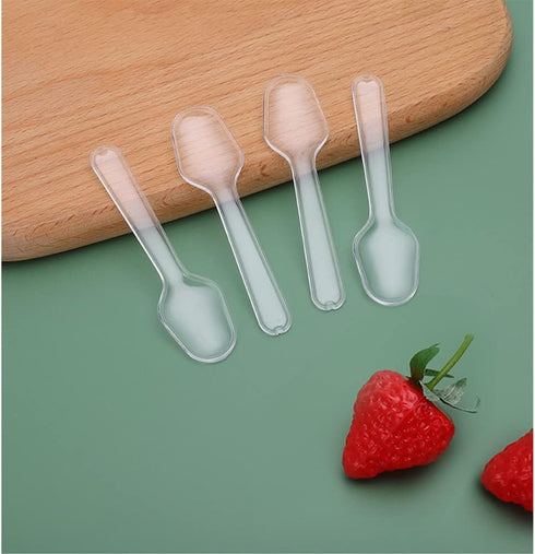 500PCS Clear Plastic Tasting Spoons Disposable Mini Tasters Small Taster Spoons Ice Cream Frozen Dessert Jelly Desert Cake Spoon for Food Trucks W...