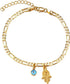 Evil Eye Anklet for Women Teen Girls, Dainty Real 14K Gold/Silver Plated Figaro Chain Evil Eye Hamsa Hand Charm Ankle Bracelets for Women, Minimal...