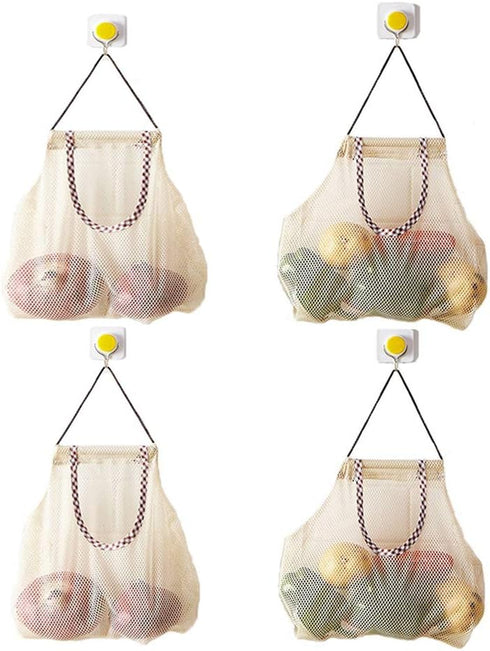hatisan Reusable Hanging Storage Mesh Bags Durable & Strong Fruit and Vegetable Mesh Bags/Pulling resistance Storage Tote Bags for Garlics, Potato...
