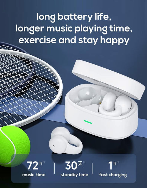 Ear-Clip Bone Conduction Headphones Bluetooth 5.3 Open Ear Clip on Headphone Clip Type Bluetooth Earphones Wireless In Ear Earbuds Bluetooth Heads...