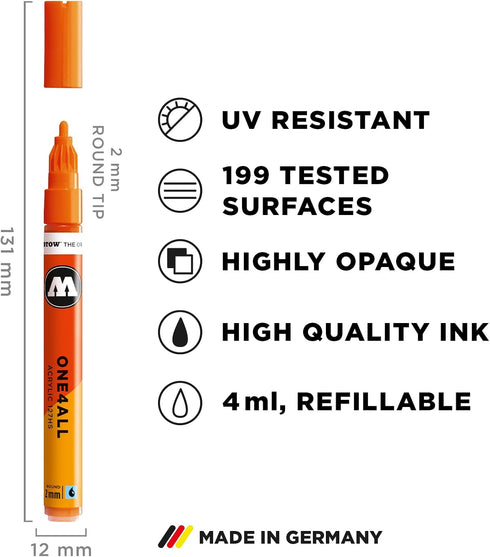 Molotow MO127232 One4All 127HS # 219 Neon Green Fluorescent Marker Pen 6 Pack...