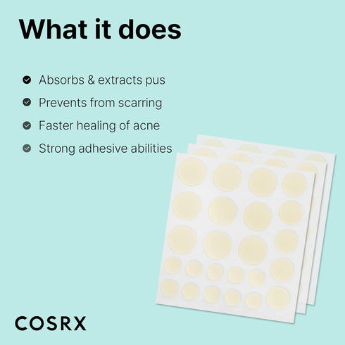 COSRX Acne Pimple Patch Absorbing Hydrocolloid Original 3 Size Patches for Blemishes and Zits Cover, Spot Stickers for Face and Body, Not Tested o...