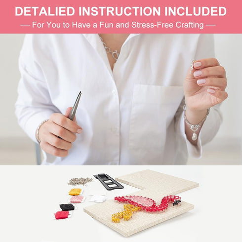 WEBEEDY DIY String Art Kit Craft for Beginners Flamingo String Art Nail String Art Kit DIY Craft Kit Art Supplies DIY Craft Projects Winding Drawi...