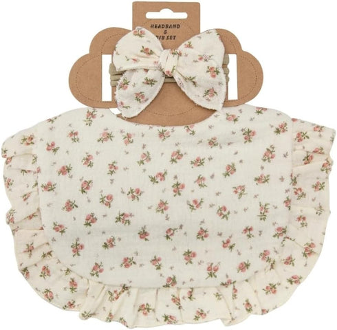 Bib with Matching Headband, 100% Muslin Cotton Baby Bib With Matching Headband, Soft Colors Bibs...