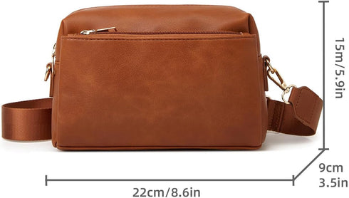 HUA ANGEL Small Crossbody Bags for Women Leather Cellphone Shoulder Handbags Triple Zip Satchel Purse with Adjustable Strap...