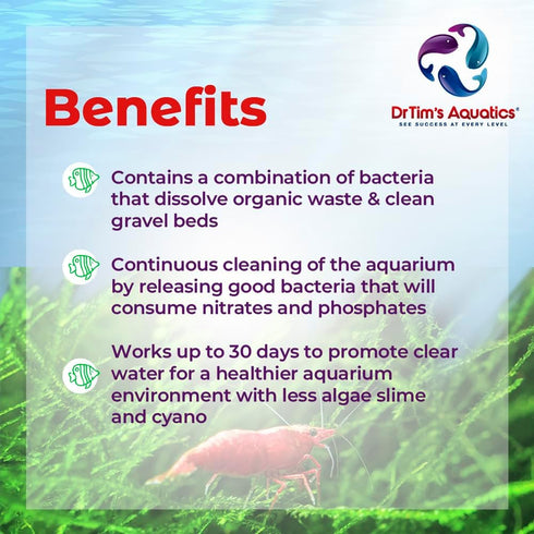DrTim’s Aquatics Freshwater Waste-Away Time Release Leave-in Gel–Natural Cleaner for Shrimp Aquariums - Solution for Dissolving & Cleaning Organic...