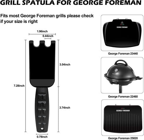 Grill Spatula Scraper for George Foreman Indoor Grills and Other Indoor Grills with Grooves, Heat Resistant Cleaner Tool, Comfortable Grip...