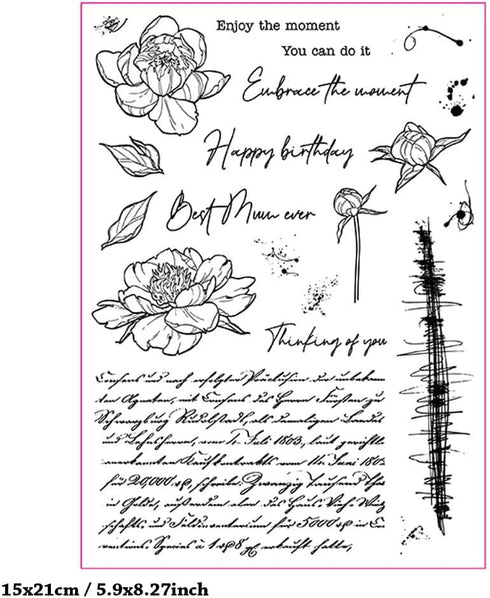 Flowers Mail Clear Stamps for Card Making Vintage Letter Transparent Silicone Stamp DIY Scrapbooking Supplies Embossing Paper Card Album...