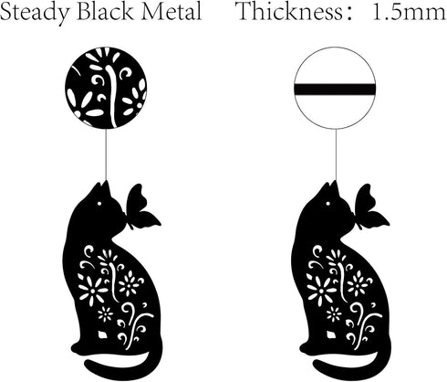 CREATCABIN Cat Metal Wall Art Animal Butterfly Decor Wall Hanging Silhouette Sculpture Ornaments Iron Sign for Indoor Outdoor Home Living room Kit...