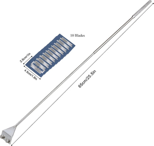 HOTOOLME Aquarium Scraper, 25.6" Stainless Steel Scraper Cleaning Razor with 10 Blades for Glass Aquarium Fish Tank...
