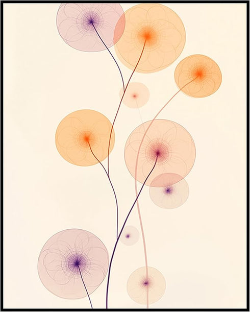 Posterizer 1 pcs-minimalist dainty flowers in orange and purple art 5-Abstract & Modern Art-Floral & Botanical Art-Chic Home Decor- unframed wall ...