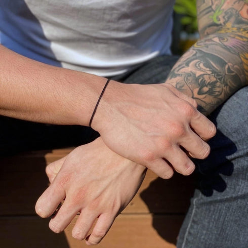 Black cord Bracelet for Men String - Adjustable Bracelet for Women - Unisex Adult Waterproof Nylon Cord Surfer Stability Mourning Spiritual Power ...
