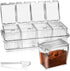 4-Cell Clear Seasoning Rack Spice Box, Storage Container Condiment Jars Acrylic Seasoning Box with Cover and Spoon (Basic Clear)...