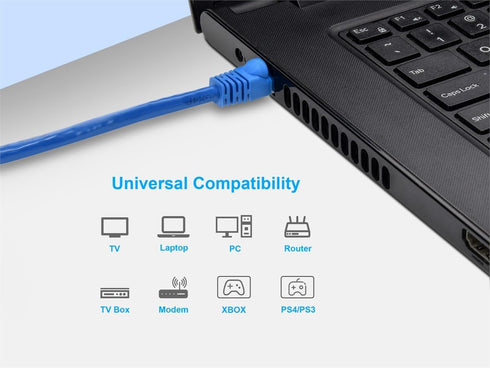 Monoprice 14FT 24AWG Cat6 550MHz UTP Ethernet Bare Copper Network Cable - Blue...