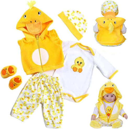 MAIHAO Reborn Baby Doll Clothes for 17-22 Inch Newborn Baby Doll Boy, 17-22 inch Yellow Duck 5pcs Set Baby Doll Clothes Outfit Accessories fit 17-...