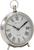 Deco 79 Stainless Steel Metal Decorative Clock Mantel Clock with Ring Top, Tabletop Clock 6" x 3" x 7", Silver...