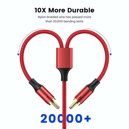 MOSWAG RCA Stereo Cable,2RCA Male to 2RCA Male Stereo Auxiliary Audio Cable Subwoofer Cable 3.28ft/1M, 24K Gold Plated Nylon Braided for Home Thea...