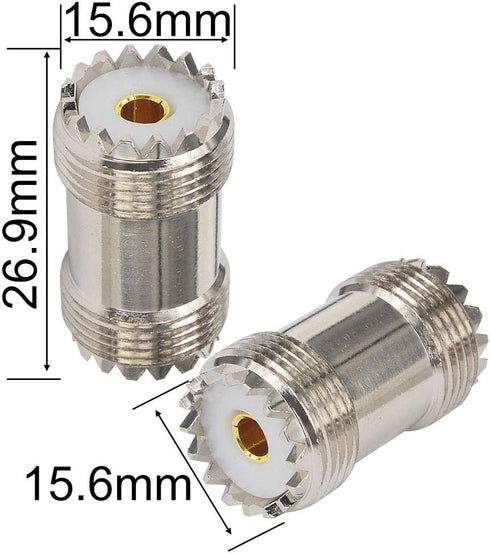 Boobrie 2-Pack SO239 Barrel Adapter UHF Female to Female Coax Coaxial Connector PL259 Coupler UHF Double Female Cable Connector for CB Ham Radio W...