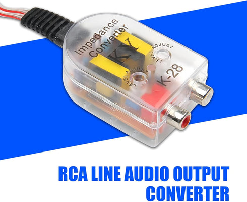 2 PCS Car High Frequency to Low Frequency Output Converter, Speaker Output to RCA Line Control Audio Signal Adapter, CD Player High and Low Modifi...